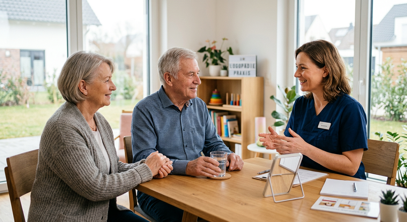 Zwei Erwachsene in der Schlucktherapie